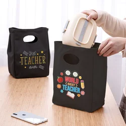 Portable Lunch Bag Cooler Picnic Insulated Thermal Lunch Box Pouch Teacher Element Print Handbags School Food Storage Bags