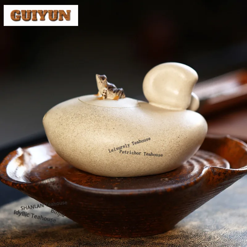 

270ml Vintage Yixing Purple Clay Teapots Handmade Frog Pot Raw Ore White Section Mud Tea Maker Kettle With Filter Zisha Tea Set