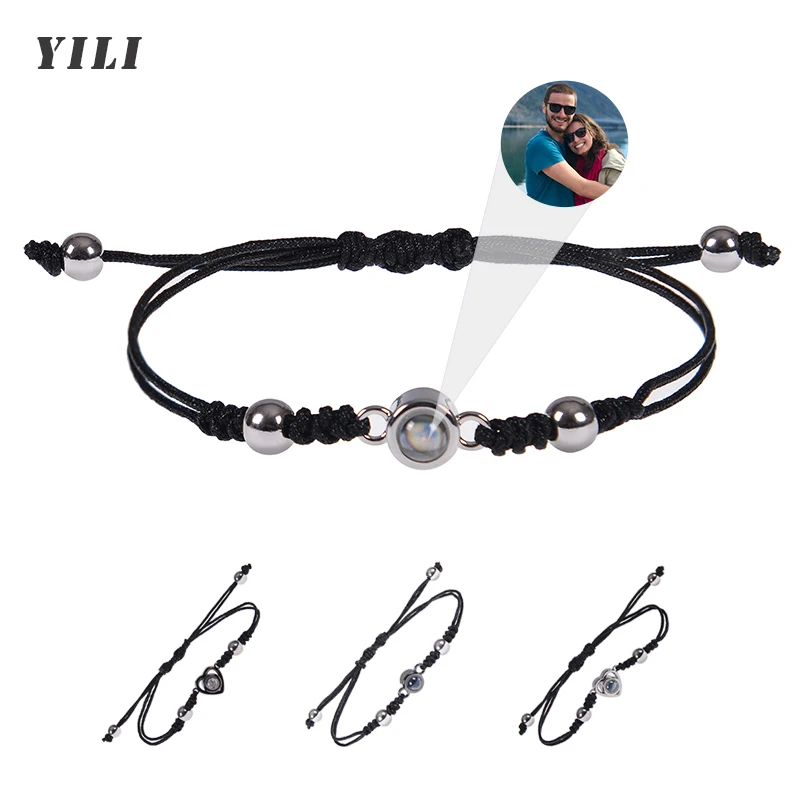 

Personalized Circle Photo Bracelet Custom Projection Picture Bracelets Couple Memorial Jewelry Christmas Gift for Women Men