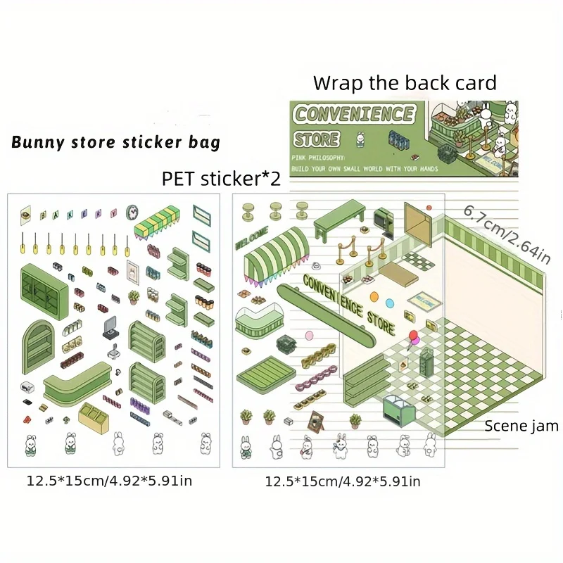 4pcs 3D Visual Stacking Puzzle Stickers-3D Cute Cartoon Sticker Set for Adult Relief Stress Pass The Time