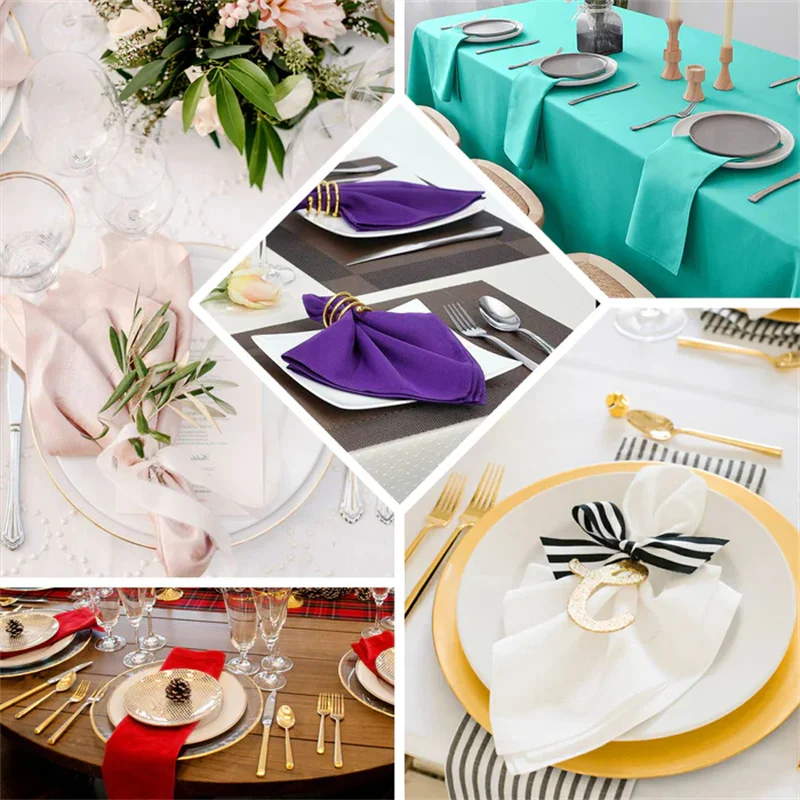 20pcs Banquet Party Polyester Table Napkin Washable Linen Napkins For Wedding Event Christmas Decoration