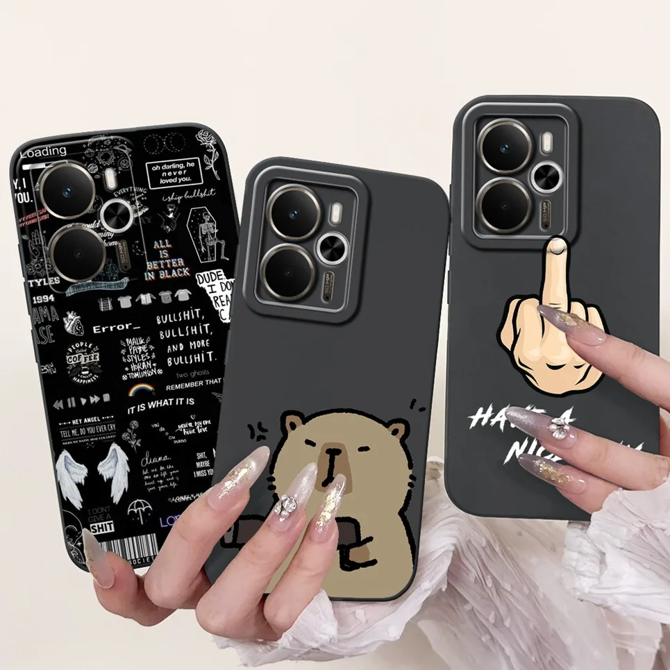 ل Realme 14 14T 5G جراب هاتف تصميم جديد الجمالية الباندا القط الكرتون الغطاء الخلفي السائل سيليكون الوفير كاميرا حماية الحالات