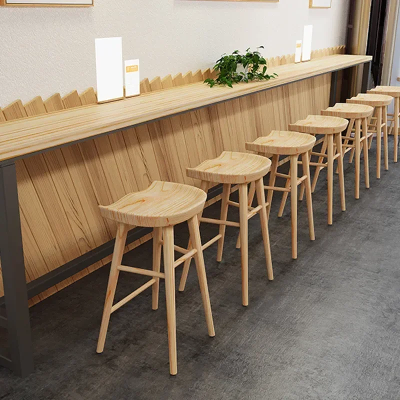 Taburete de madera maciza para el hogar, silla de Bar de estilo nórdico moderno, hermoso ambiente, cafetería, comedor, Bar alto, recién llegados