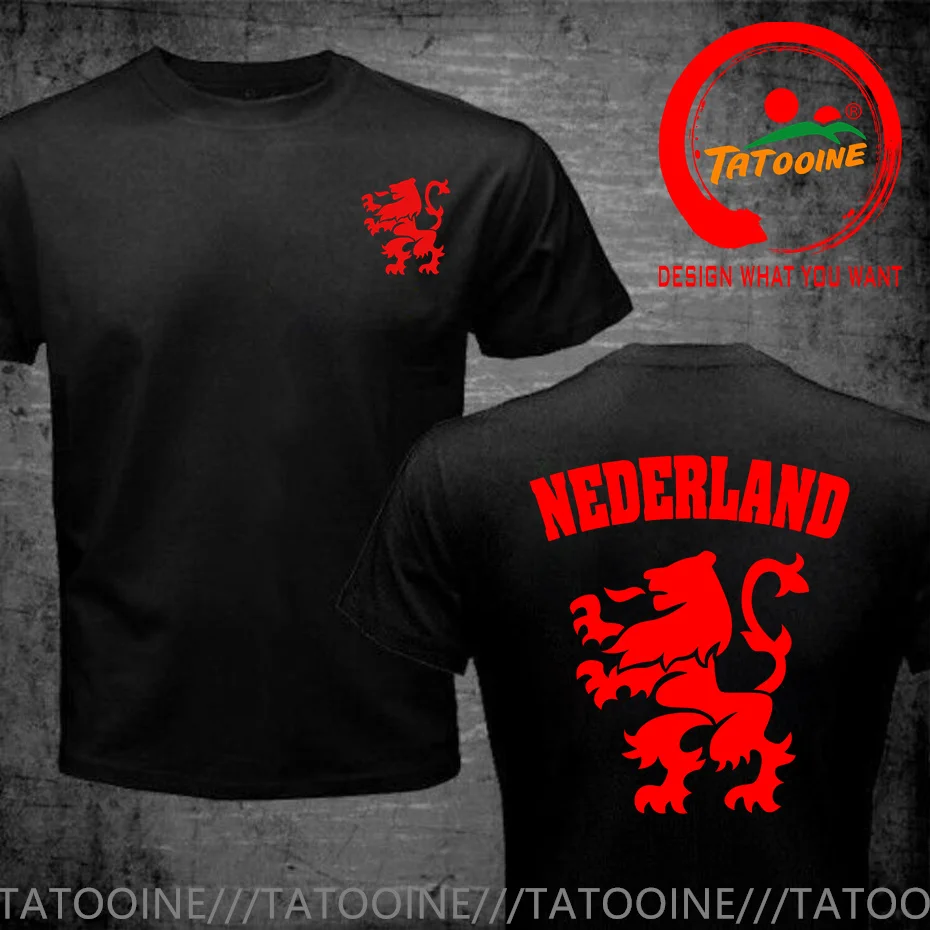 Nederland Netherlands Orange Dutch Lion Soccer 100% Cotton Geek Family Top Tee New Men Summer Tops Casuals T Shirts Hip Hop Tops