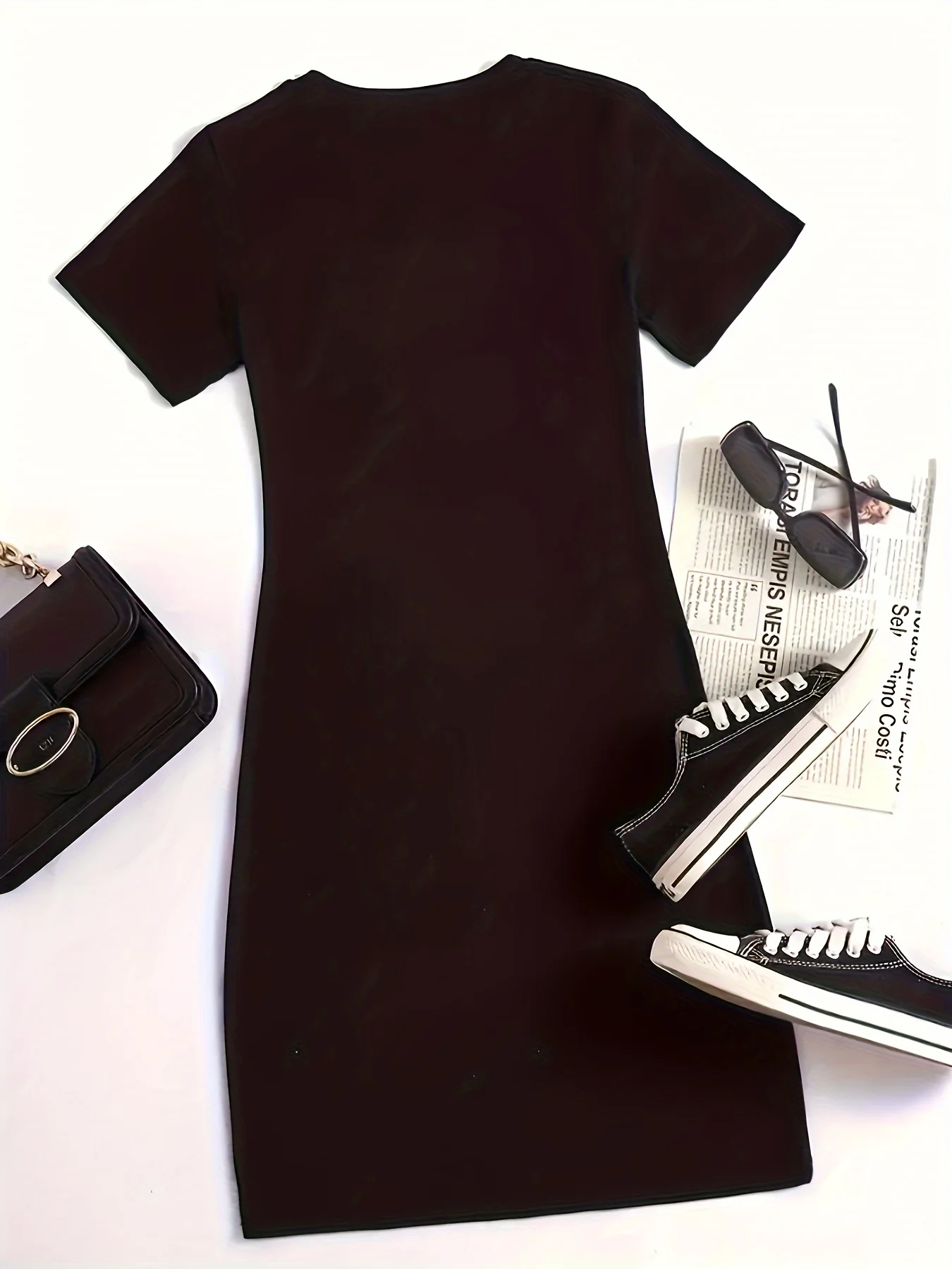 Letnia, urocza sukienka damska oversize z nadrukiem kreskówkowego kota, imitacja bawełny, wysokiej jakości, z krótkim rękawem, okrągły dekolt, piżama, odzież domowa.