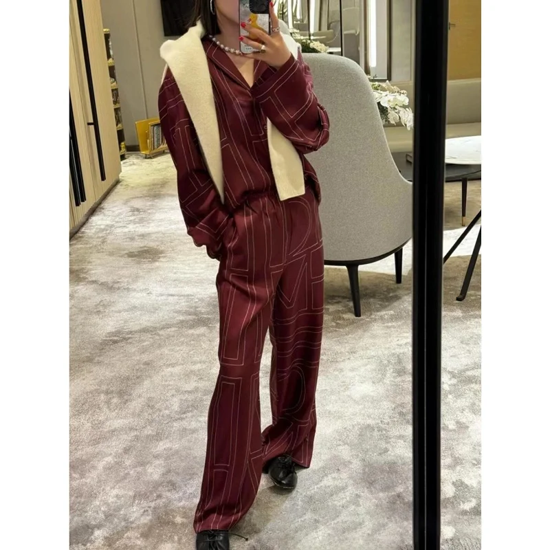 

Qingning Lazy Spwear Sle Geometric Embroidery Collar irt And Straight Leg Pants Faionable Unique Small ence