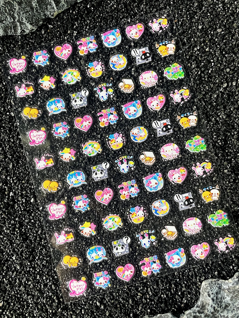 Pvc Y2k Cartoons Little Rabbit Nail Art Sticker Ultra-Thin Self-Adhesive Slider Cute Panda Rat Expression Diy Scrapbook Sticker
