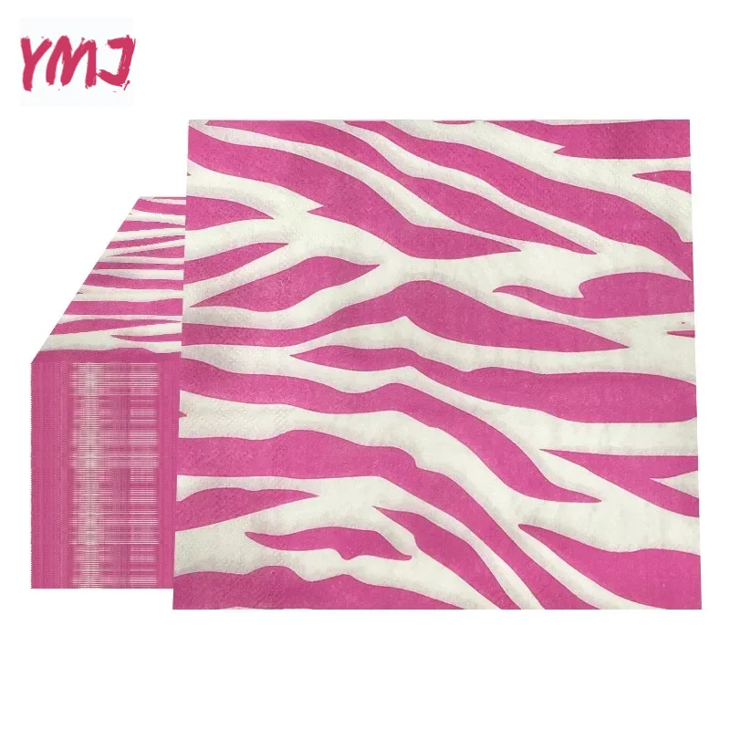 Pink Leopard Print Food Grade Printed Pattern Party Tissue Paper Commercial Wholesale Paper Placemat 2-Ply 20pcs/Pac 33*33cm