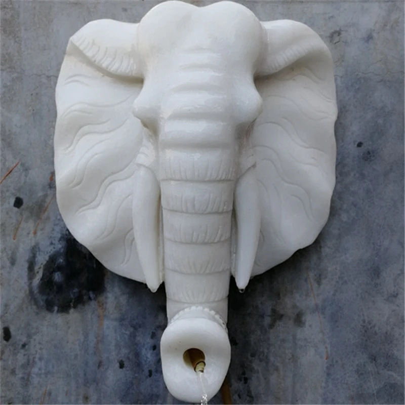 Marble white jade elephant head sculpture granite spray pendant courtyard villa ornament