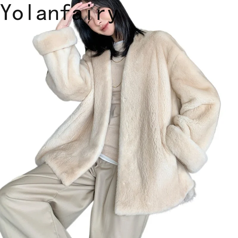 YOLANFAIRY 100% Natural Fur Coats Woman Simple High-end Velvet Whole Mink Real Fur Jacket Women's Clothes 72cm пальто женское