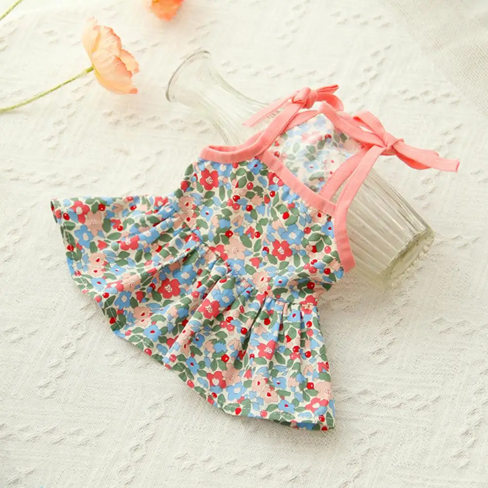 Dog Clothes Long Lasting Flower Pattern Lightweight Summer Floral Printing Pet Cat Dog Skirt Decor Pet Dress Decorative