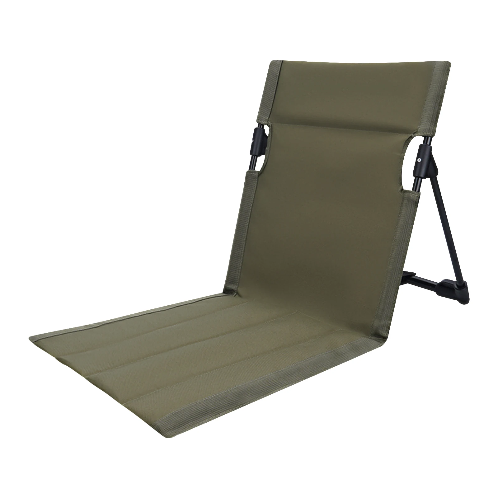 Brown /  Army Green Outdoor Folding Beach Garden Lounge Chair, Portable Foldable Ground Mat with Backrest, Lightweight Lawn Chair, Oxford Fabric, Aluminum Frame, for Camping Picnic Hiking, Easy Setup Carry Bag
