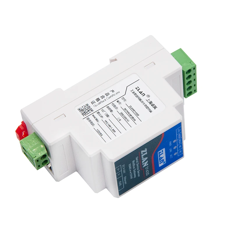 ZLAN5143D Small Size Din Rail Mounted Modbus RTU TCP Ethernet One Serial Port IoT Applications Modbus Communication Networking
