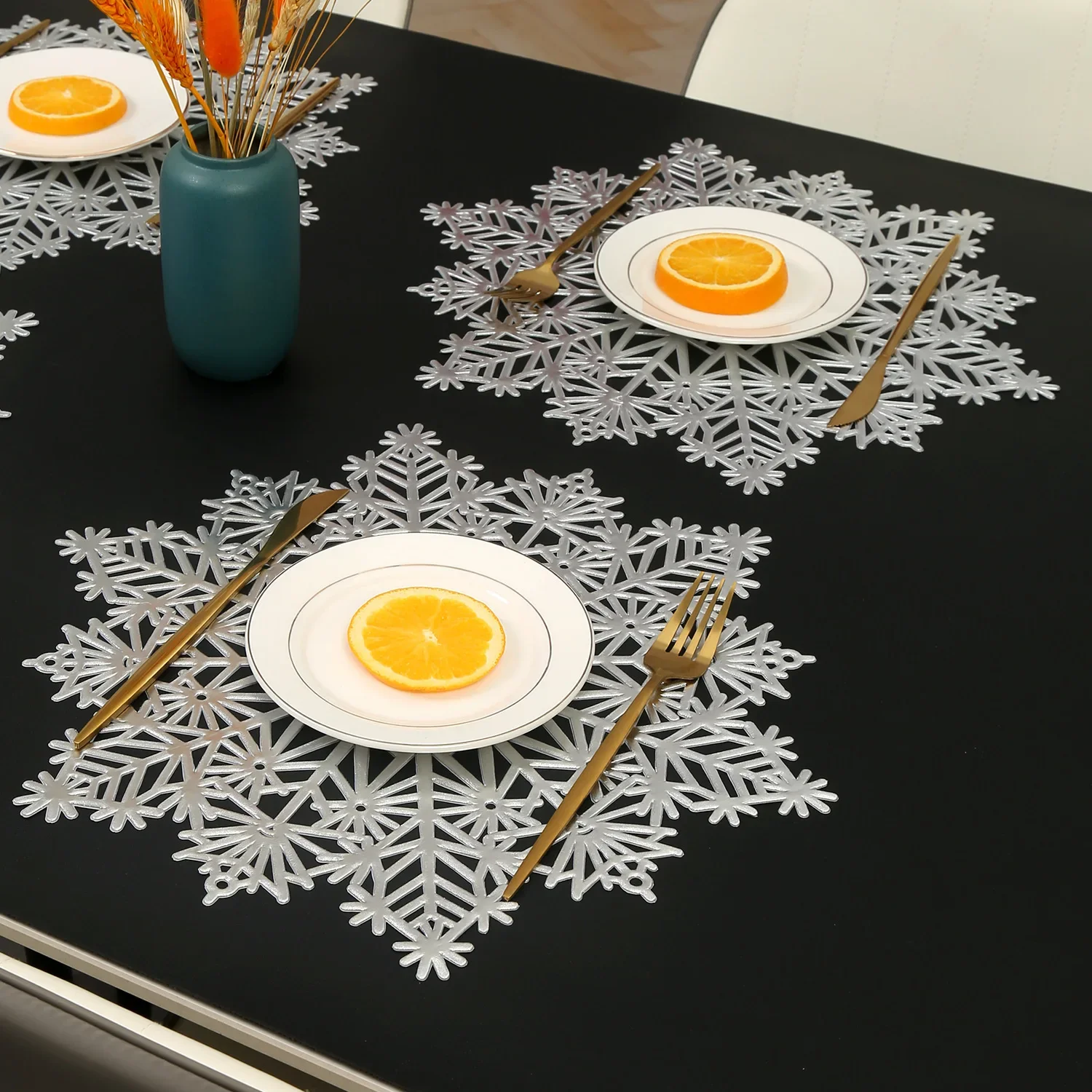 Christmas Snowflake Placemats Merry Christmas Decoration for Home 2025 Placemat Xmas Ornaments Navidad Natal New Year Gift 2025