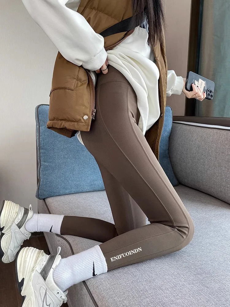 

High Waist ark Skin Yoga Pants Women's Fce Lined Slimming Butt Lifting Elastic Comfortable Long Pants Autumn Winter