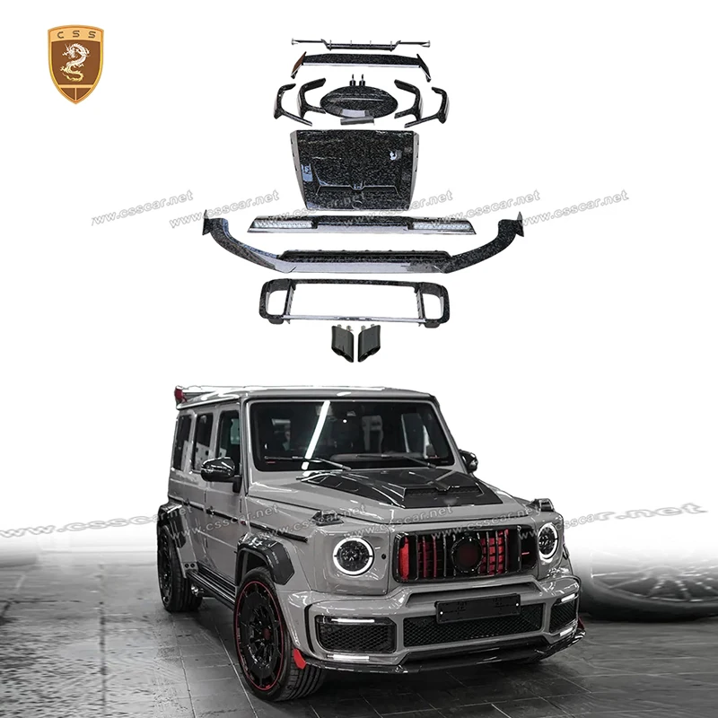 For Benz G Class W464 Upgrade G900 BBS Stain DryCarbon Fiber Rear Truck Spolier Wing Lid Wide Fender Flare Wheel Arches Flare