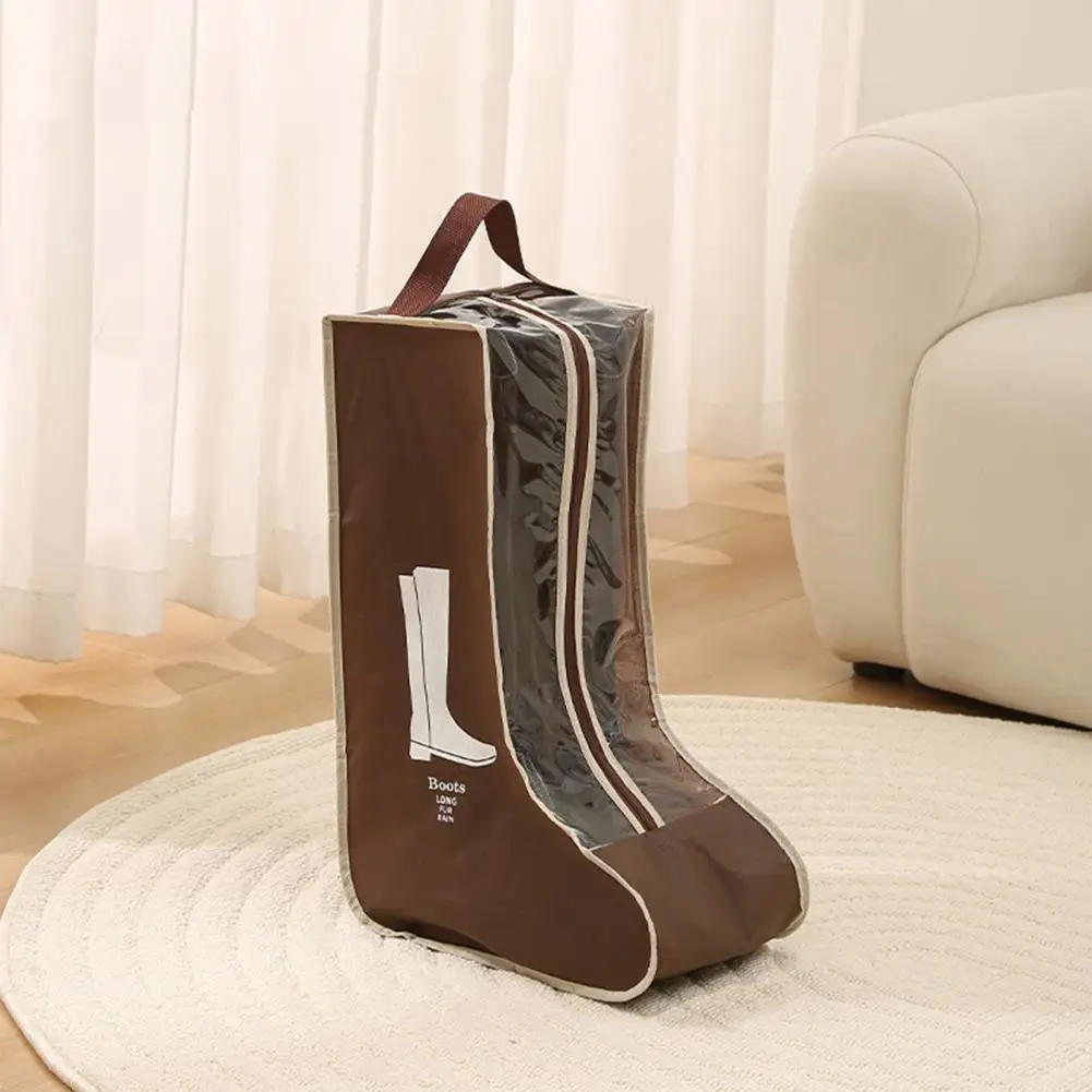 3 pçs botas sacos de armazenamento fecho de zíper bolsa de sapato dobrável à prova de poeira à prova de umidade organizador de sapato transparente com alça
