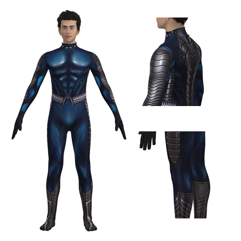 Aquaman und das verlorene Königreich Cosplay Kostüm Polyester Arthur Curry Zentai Party Overall Schwanz Halloween Kostüm asiatische Größe