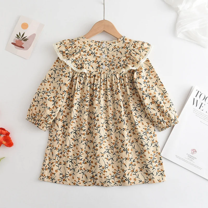 

Children's Clothing Spring and Autumn New Little Girl Baby Long Sleeve Dress Floral Doll Dress Princess Dress Wholesale