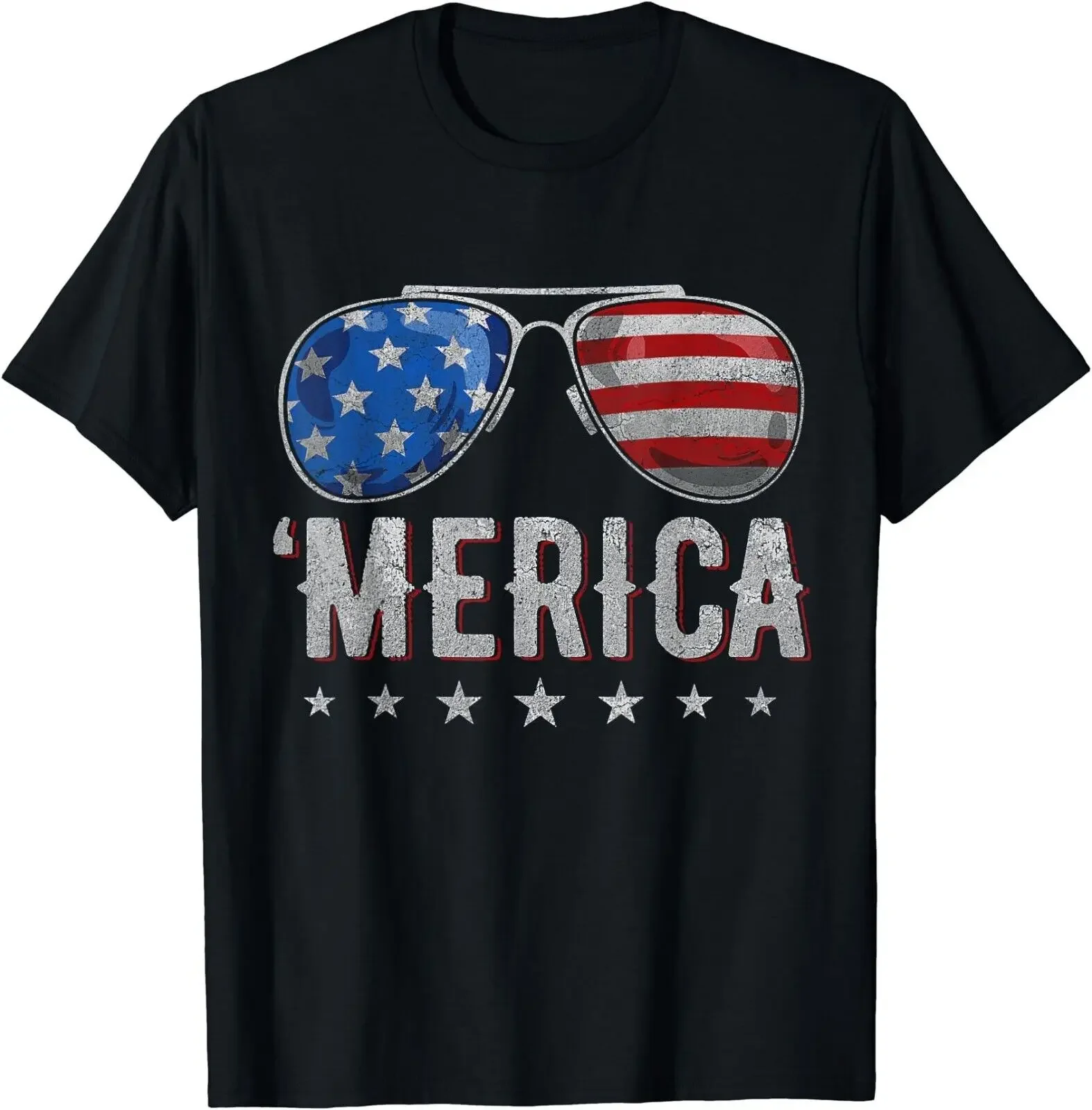 4th Of July Merica Sunglasses American Flag Unisex T-Shirt