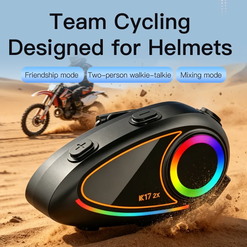 Smart Motorcycle Helmet Headset—Bluetooth 6.0, featuring a voice assistant, ambient lighting, music sharing for two riders, two-