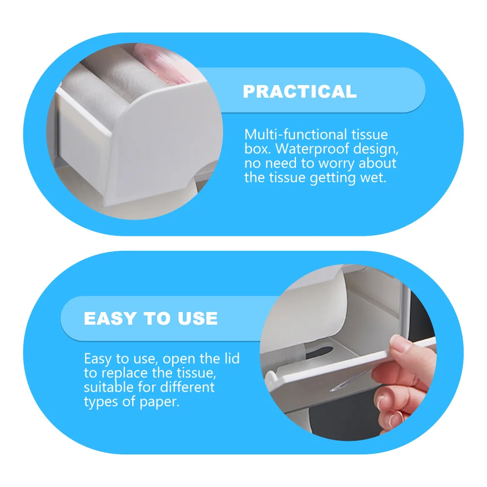 

Multi-Functional Tissue Box Punch-Free Waterproof Design For Bathroom Kitchen Bedroom Tissue Storage Box Toilet Paper Holder