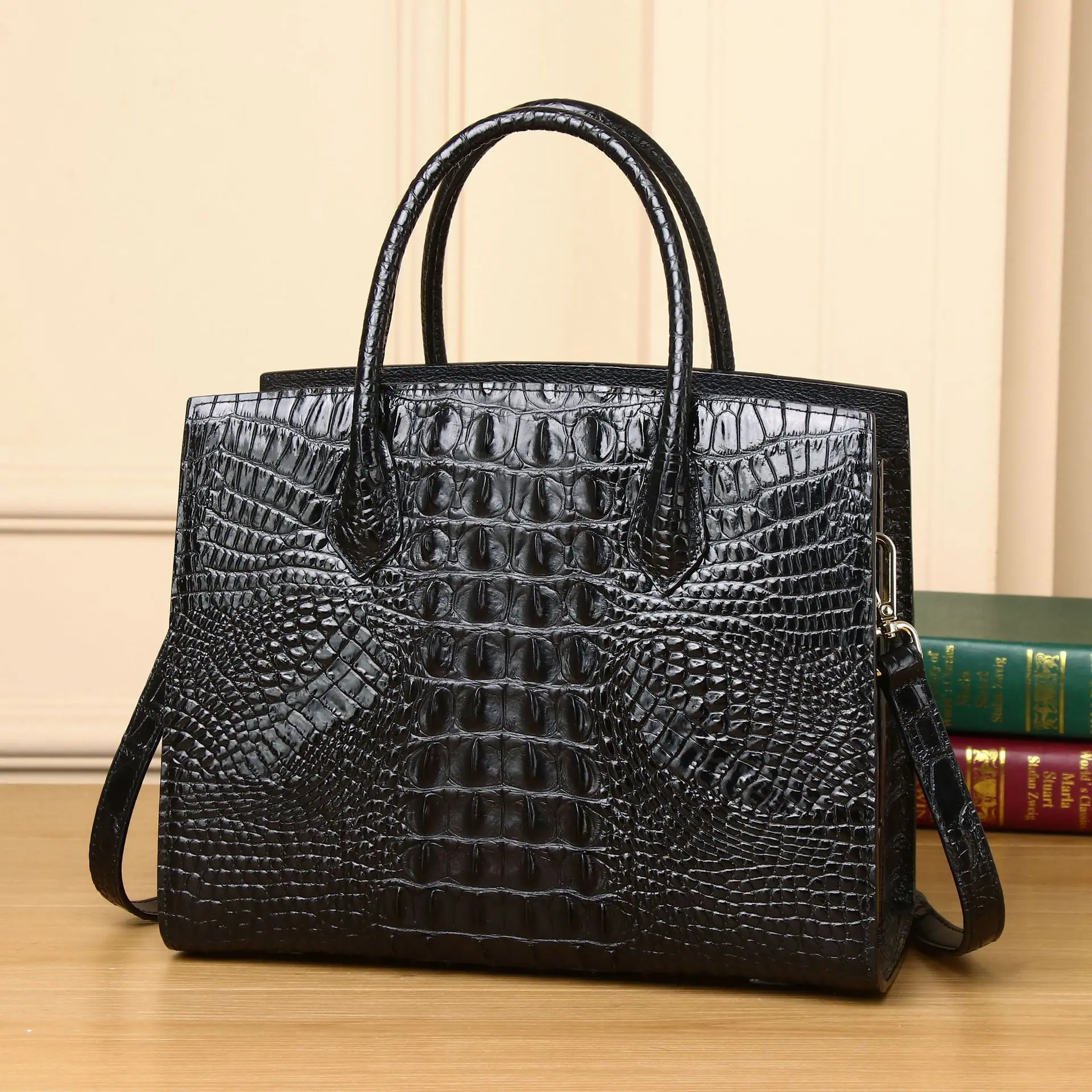 Women\'s handbag luxury designer New Women\'s bag women\'s leather bag real leather handbag real Crocodile skin tote bag shoulder