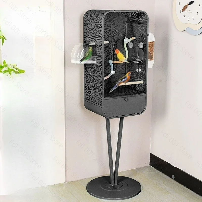 Acrylic Parrot Cage Large Mansion, Anti-Scatter View Habitat with Decoration for Cockatiel Budgie and Medium Birds