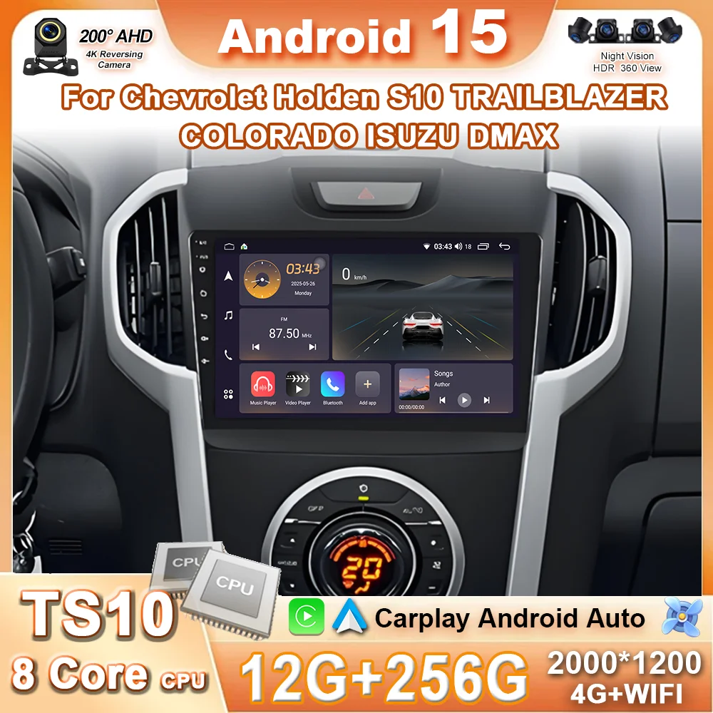 Android15 Carplay For Chevrolet Holden S10 TRAILBLAZER COLORADO ISUZU DMAX Car Radio Audio Multimedia video Player Stereo 4G BT