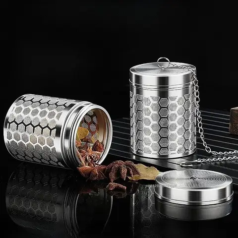 Tea Strainer Stainless Steel Tea Infuser with Extended Chain Tea Leaves Spice Seasoning Strainer Teapot Fine Mesh Filter Teaware