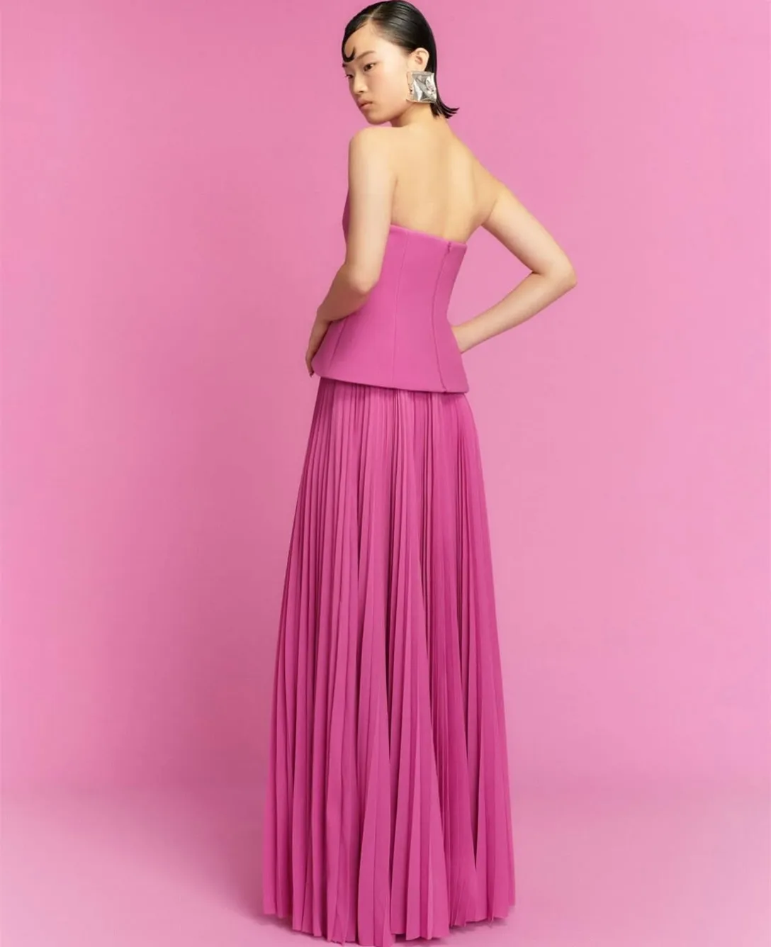 Customized Long Fuchsia Evening Dresses A-Line Sleeveless Chiffon Floor Length فساتين سهرة Prom Dress for Women