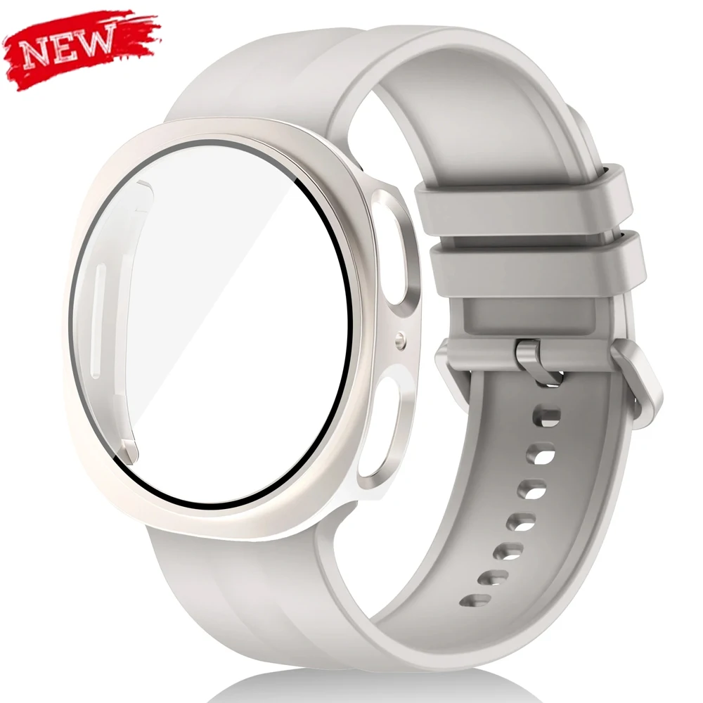 Tempered Glass Case+Silicone Strap for Samsung Galaxy Watch 9 8 40mm 44mm PC Protector Cover Sport Band Bracelet Accessories