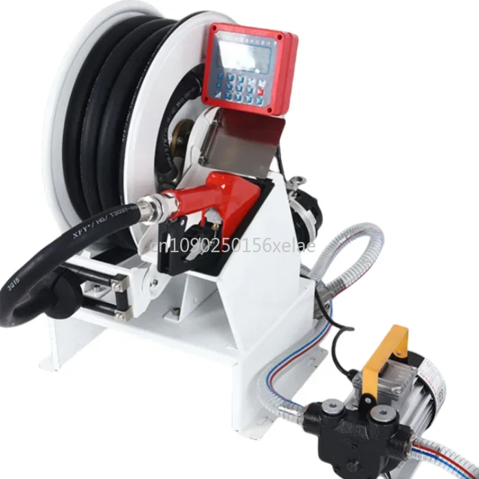 

220V12V 24V Rewindable Preset Hose Reel 1" 10m With Nozzle Fuel Pump Meter Quantitative Function