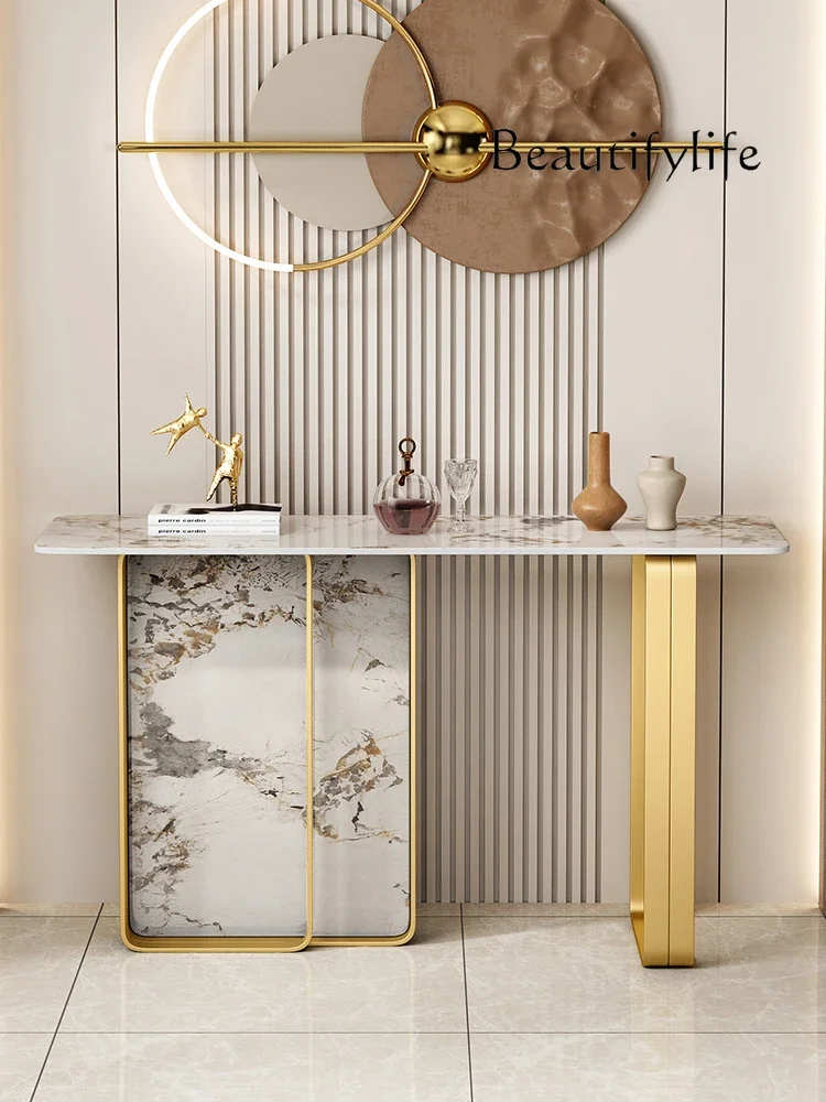 F Creative Rock Slab Entrance Table Light Luxury Entrance Platform Against The Wall Simple Fashion Long Table Light Luxury