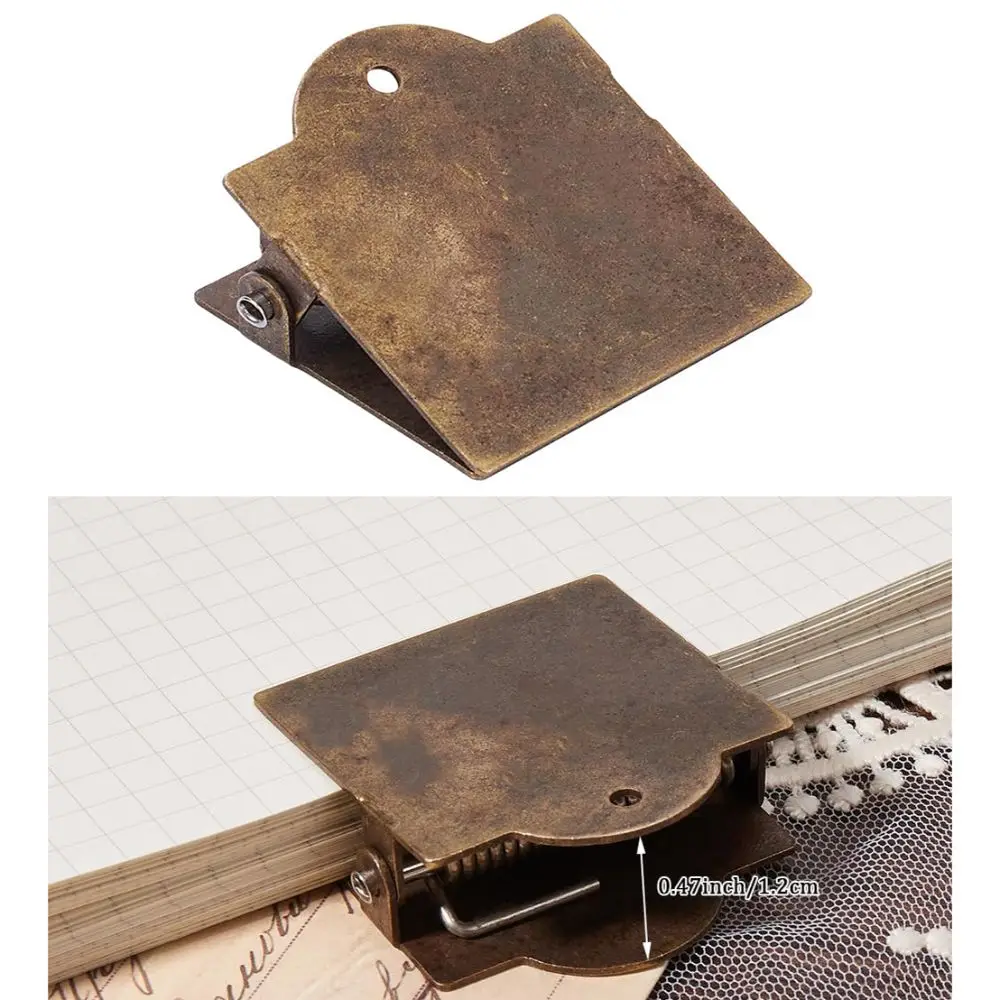 Neue Vintage Blanko-Buchklammer aus Metall in Antik-Bronze für Reisetagebücher, Kleine Binderklammern für Journaling