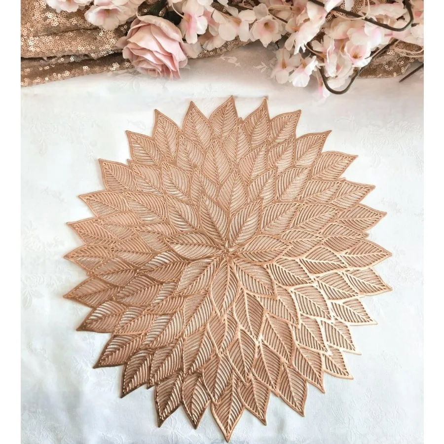 40 قطعة من المفارش المعدنية المصنوعة من الفينيل المضغوط لمناسبات الزفاف وطاولة الطعام وديكور مركزي أنيق من Dhalia Matt Rose #5