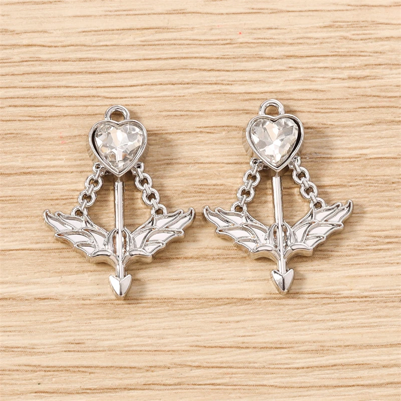 5 Stück 19x16mm Niedliche Kristall-Metall-Pfeil-Anhänger für Schmuckherstellung, Ohrhänger, Halsketten, Armbänder, DIY-Bastelbedarf – Detail 17