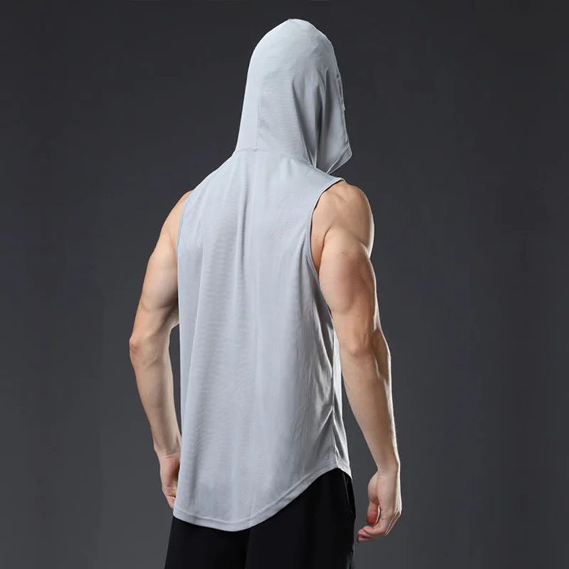 Custom Printed Sleeveless Hoodie Tank Top Sports Gym Clothing Summer Hoodies Cool Vest Personal Printed Clothing