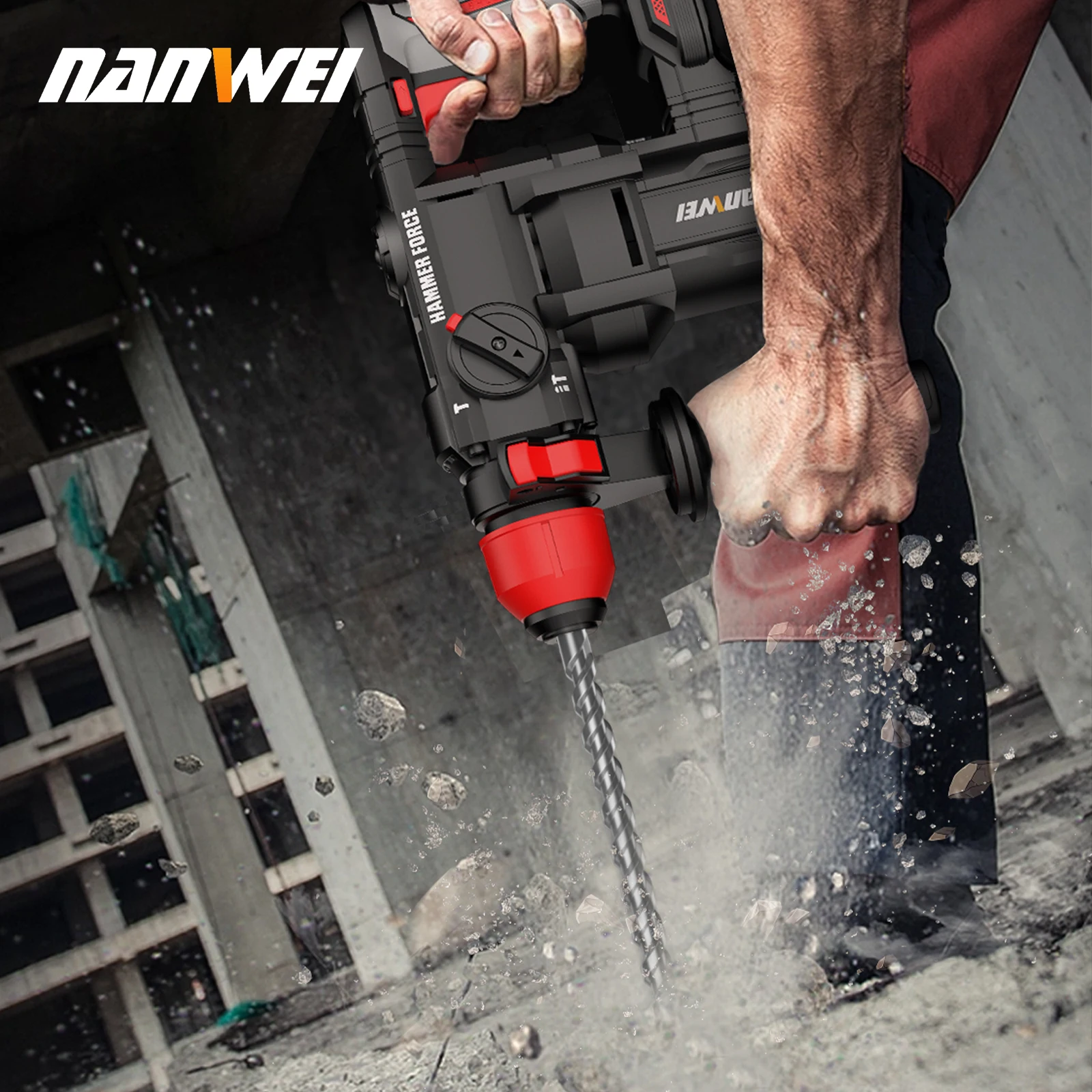 NANWEI Electric Hammer Electric Drill Impact Electric Drill Multifunctional Industrial Concrete Wireless Heavy Electric Hammer