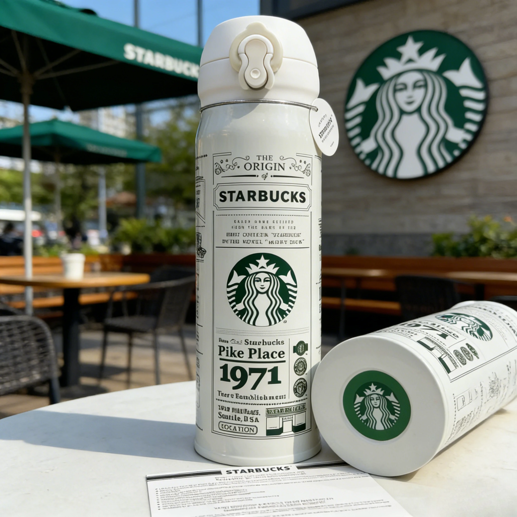 Starbucks 1971 Heritage Series Czarno-Biały Termiczny Kubek Izolowany Kolekcjonerski Szczęśliwy Prezent na Uroczystości Festiwalowe
