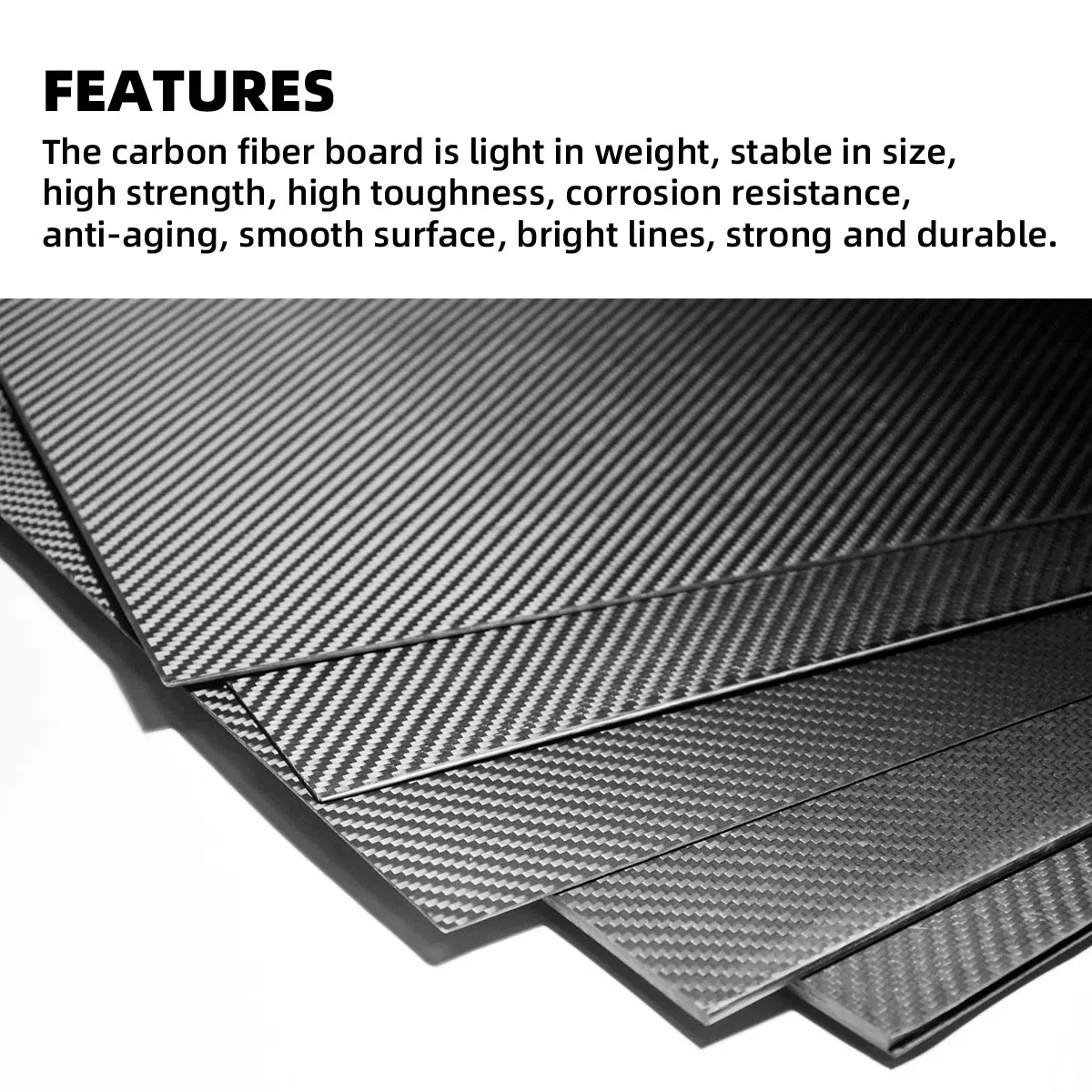 1pcs 0.5mm Thickness 400x500mm 400x250mm 500x500mm Carbon Fiber Plate Panel Sheet With 3K Plaine Weave Glossy Surface