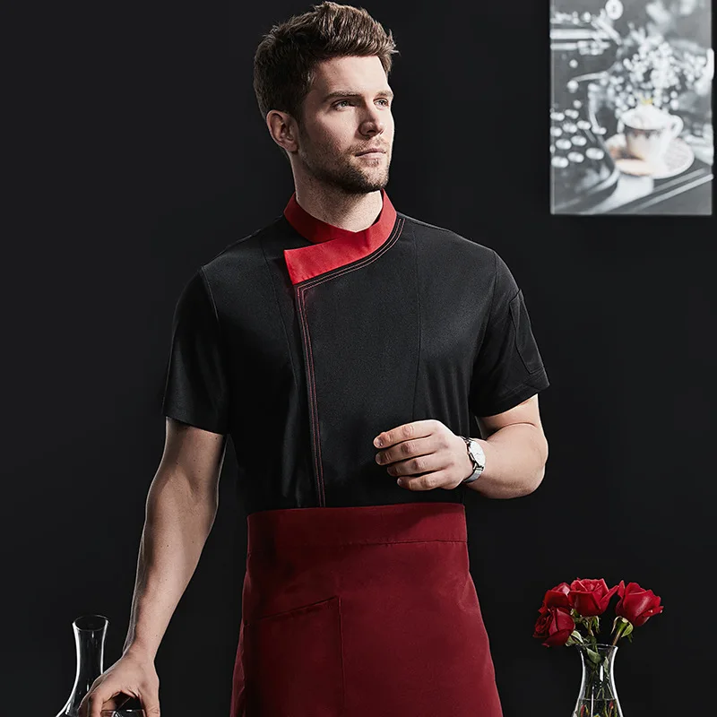 Chef Overalls Men's and Women's Short-Sleeved Hotel Dining Kitchen Baking Work Wear Summer Printing