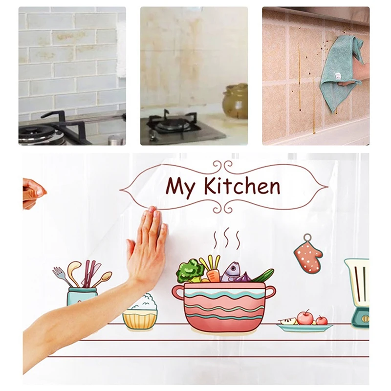 1 foglio 30*90cm 60*90cm adesivi autoadesivi a prova di olio da cucina adesivi per armadietti resistenti al calore, impermeabili e resistenti all'olio