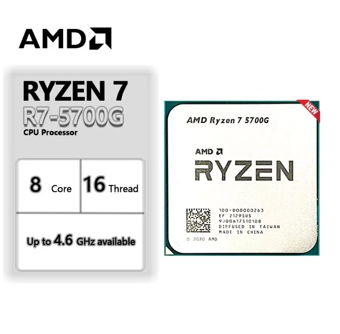 Processor AMD Ryzen 7 5700G Scattered CPU 8-Core 16 Thread 3.8GHz 65W AM4 Interface Suitable