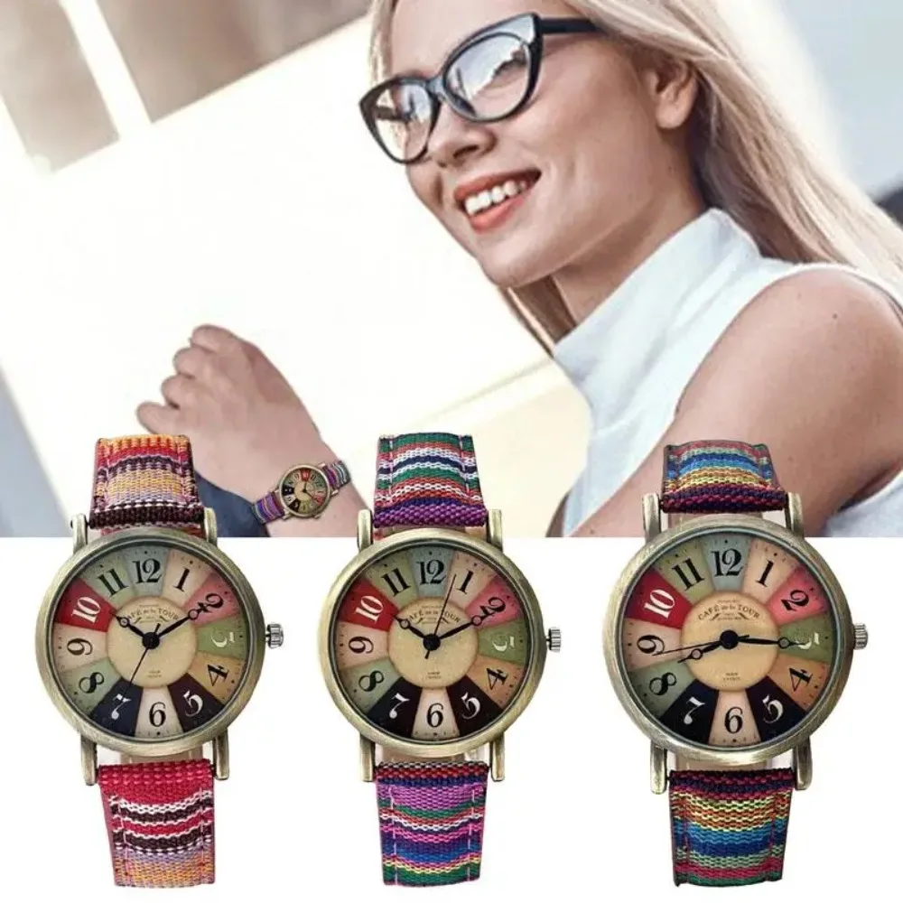 Boho Hippie Watch Ladies Watch With Multicolour Rainbow Pattern Quirky Boho Hippie Watch Gifts For Her Women Girl Bohemian