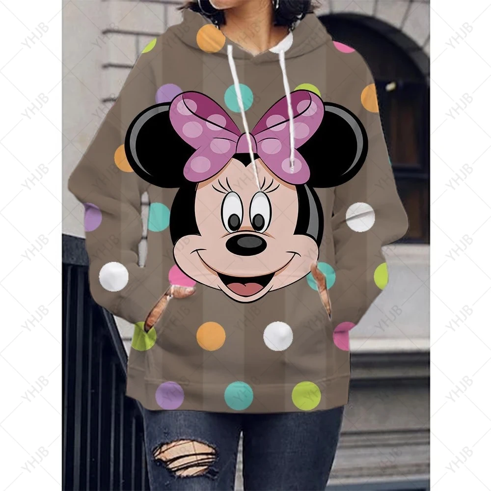 Disney-Desenhos animados de Mickey Mouse feminino com capuz infantil, moletom anime, roupas esportivas de algodão, bolso, kawaii