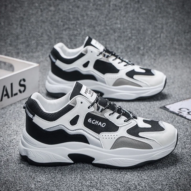 

Men's Breathable Running Shoes Summer Anti-Odor Sporty Casual Mesh Upper Heightening Sneakers Korean Style round Toe Rubber Sole