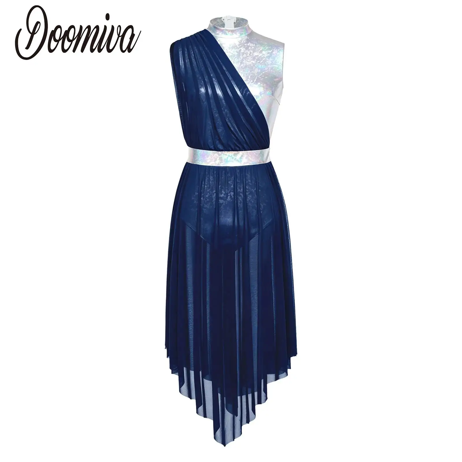 

Женское платье для фигурного катания, балета и танцев, литургический костюм для поклонения и хваления, безрукавный металлический купальник с пышной сетчатой юбкой