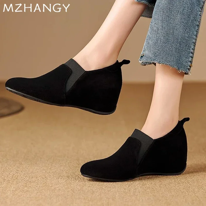 Wedges Women Suede Shoes Fashion New Casual Ankle Boots Woman 2024 Trend Winter Loafers Shoes Walking Cozy Mujer De Zapatillas