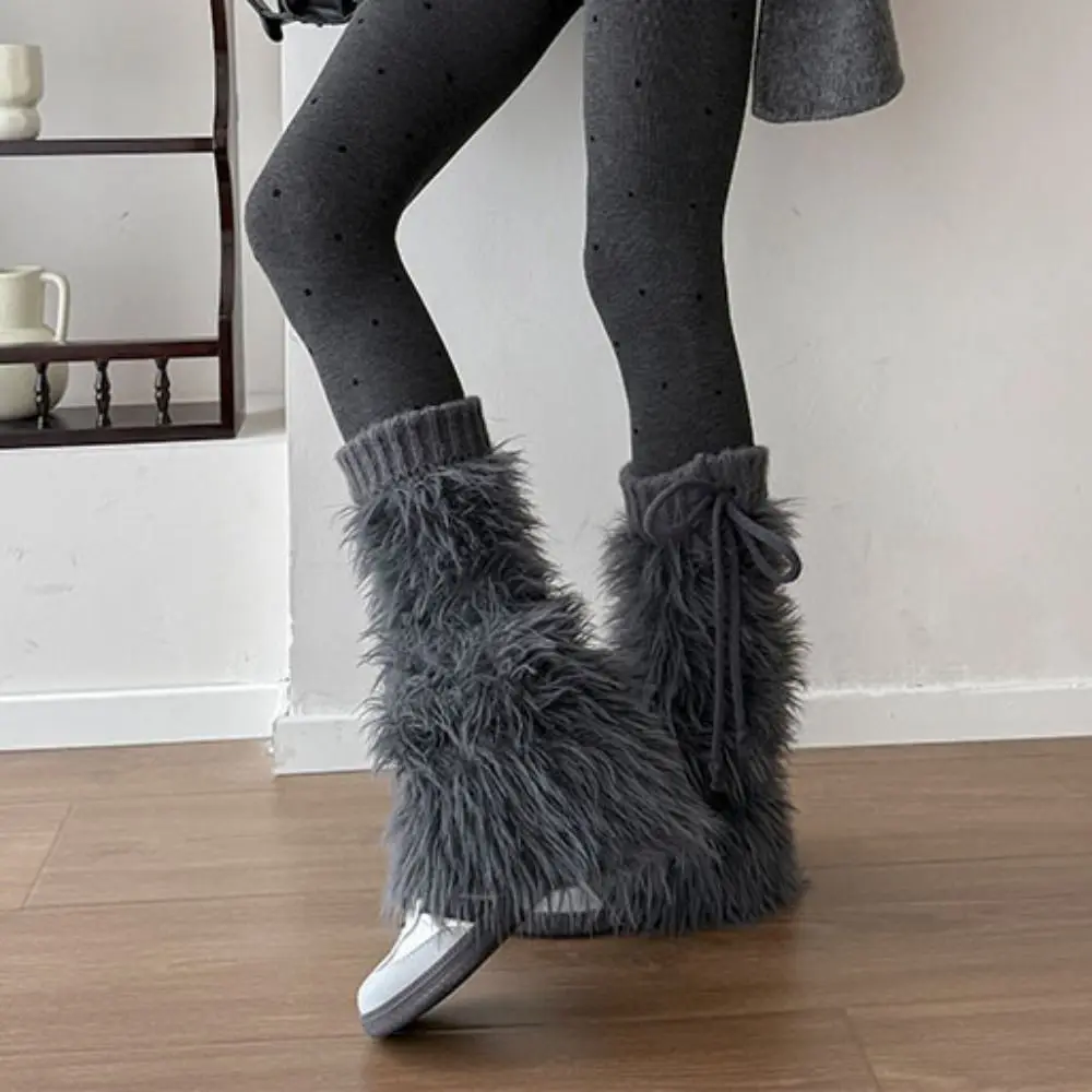 

Vintage Knitted Winter Leg Warmers Foot Cover Harajuku Plush Leg Coverings Y2K Lolita JK Long Stockings Accessories